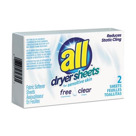 Vend-Rite Mfg Co All, Free Clear Vend Pack Dryer Sheets, Fragrance Free, 100PK 2979353